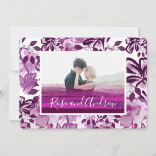 Custom Photo Pink Floral Pattern Wedding Invitation