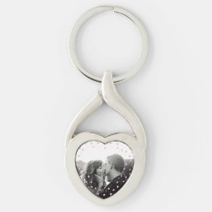 Custom Photo Pink Hearts Key Ring