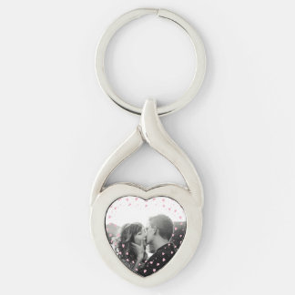 Custom Photo Pink Hearts Key Ring