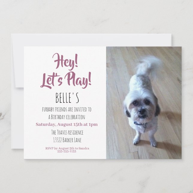 Custom Photo Pink Puppy Dog Birthday Party Invitation (Front)