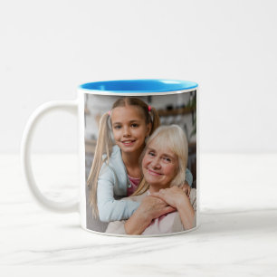 Custom Photo Pink Rainbow Heart Mother’s Day Gift Two-Tone Coffee Mug