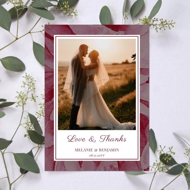 Custom Photo Pink Romantic Floral Thank You Card (Custom Photo Pink Romantic Floral Thank You Card)