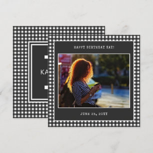 Custom Photo Plaid Pattern Monogrammed Modern Card