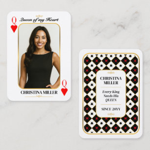 Custom Photo Poker Card, Queen of My Heart Gift  Calling Card