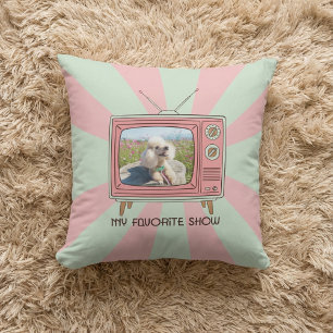 Custom Photo Poodle My Favorite Show Pastel TV Cushion
