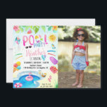 Custom Photo Pool Party Invitation<br><div class="desc">Celebrate summer fun with this custom photo pool party invitation! Featuring vibrant poolside elements,  tropical accents,  and space for a personalised photo,  it’s perfect for a splashy birthday celebration.</div>