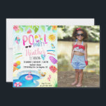 Custom Photo Pool Party Invitation<br><div class="desc">Celebrate summer fun with this custom photo pool party invitation! Featuring vibrant poolside elements,  tropical accents,  and space for a personalised photo,  it’s perfect for a splashy birthday celebration.</div>