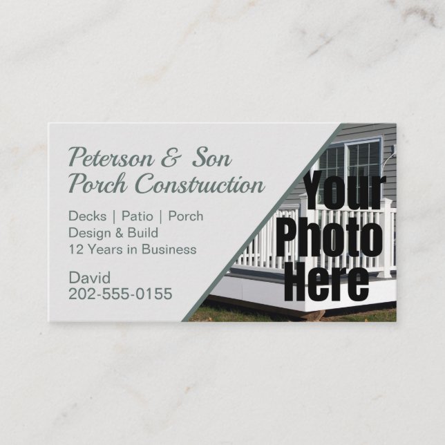Custom Photo Porch Patio Deck Construction Business Card (Front)