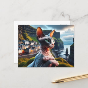 Custom Photo Postcard Cliffs of Moher Sphynx Cat