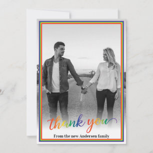 Custom Photo Pride Rainbow Frame Thank You Card