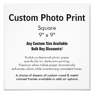 Custom Photo Print - Square 9" x 9"