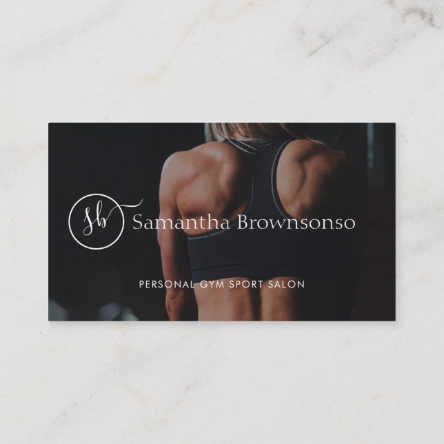 Custom photo professional fitness personal trainer business card (Back)