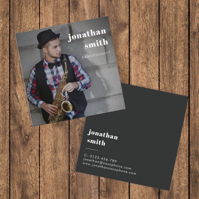 Custom Photo Professional Musician Minimal Square Business Card (Creator Uploaded)