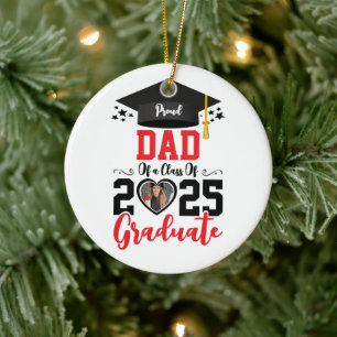 Custom Photo Proud Graduate Family 2025 Gifts Ceramic Ornament