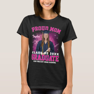 Custom Photo Proud Senior Mum Graduate Bootleg Rap T-Shirt