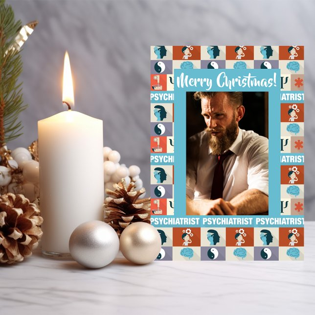 Custom Photo Psychiatrist Merry Christmas Holiday Card (Creator Uploaded)