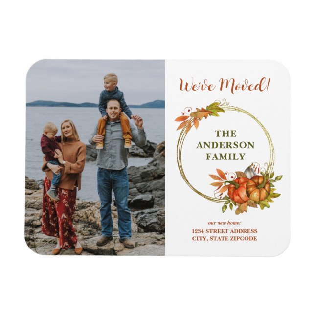 Custom Photo Pumpkins Fall New Address We Moved Magnet (Horizontal)