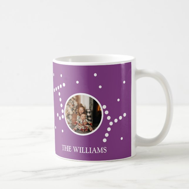 Custom Photo Purple Christmas Holiday  Coffee Mug (Right)