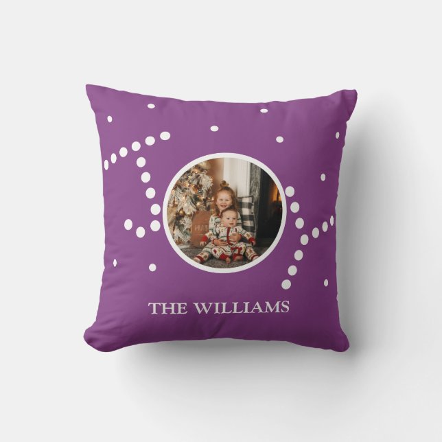 Custom Photo Purple Christmas Holiday  Cushion (Front)