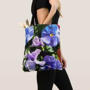 Custom Photo Purple Pansy Flower Tote Bag