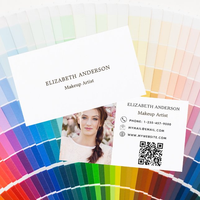 Custom photo Qr code modern brand colour Business Card (Creator Uploaded)