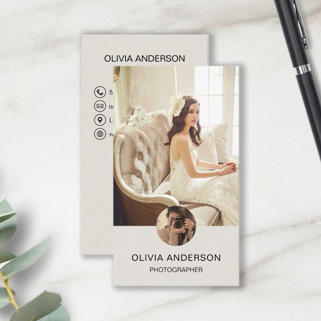 Custom Photo QR Code Social Media Photographer Business Card (Create your own business card  by MINTIC DESIGN STUDIO)