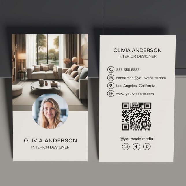 Custom Photo QR Code Social Media Professional Business Card (Create your own professional business card by MINTIC DESIGN STUDIO)