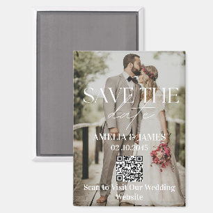 Custom Photo QR Code Wedding Save The Date Magnet