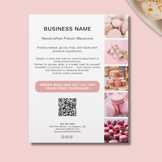 Custom Photo QR White Bakery Business Flyer (Custom Photo QR White Bakery Business Flyer)