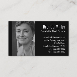 Custom Photo Real Estate Business Black White Business Card