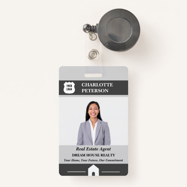 Custom  Photo Real Estate Name  ID Badge (Front with Retractable)