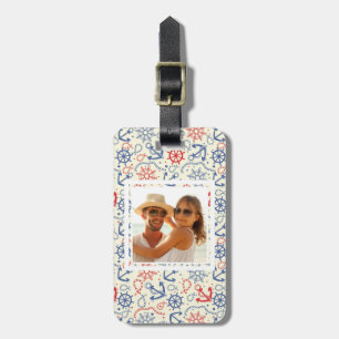 Custom Photo Red and navy background with anchor Luggage Tag