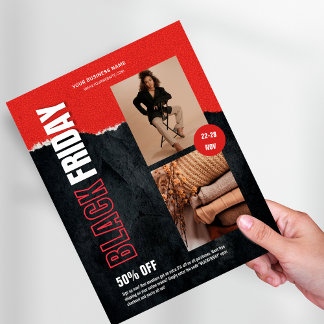Custom Photo Red Black Friday Product Promo  Flyer