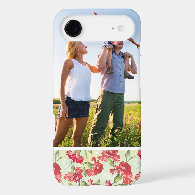 Custom Photo Red Carnations & butterflies Case-Mate iPhone Case (Back)