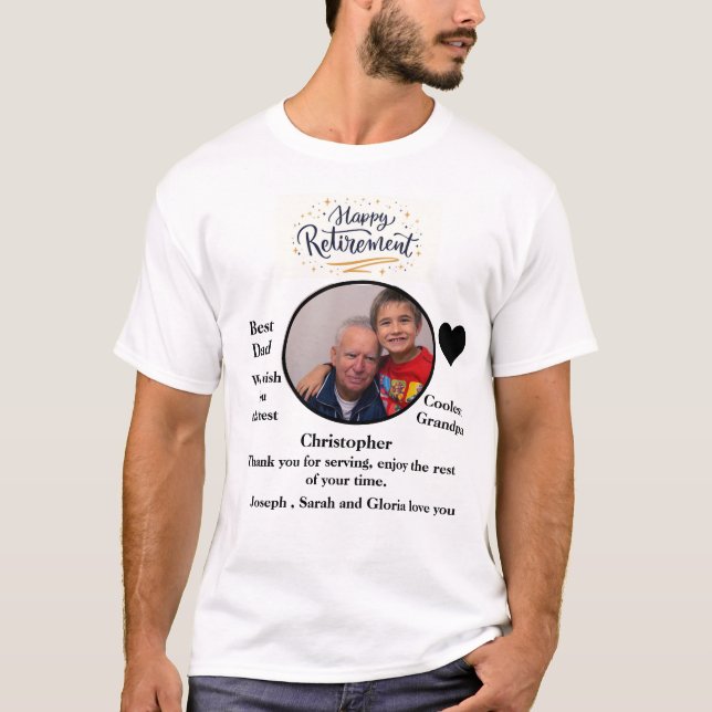 Custom Photo Retirement Elegant T-Shirt (Front)