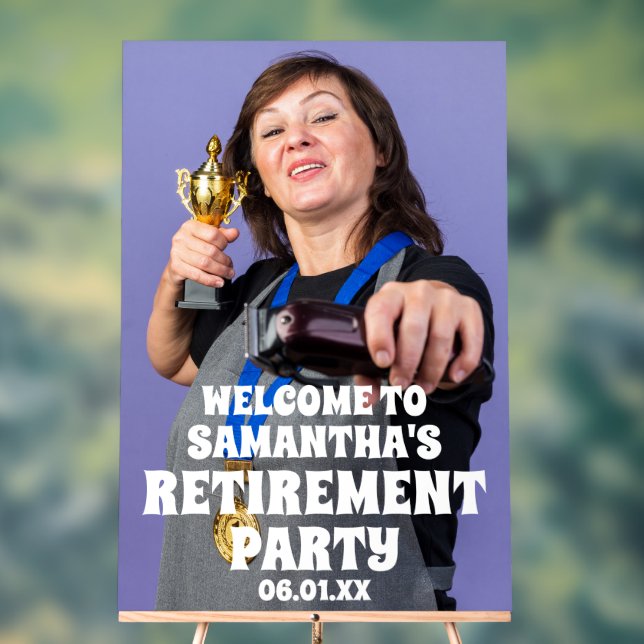 Custom Photo Retirement Party Welcome Acrylic Sign (Neutral)