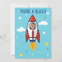 Custom Photo Rocket You're a blast Birthday Card