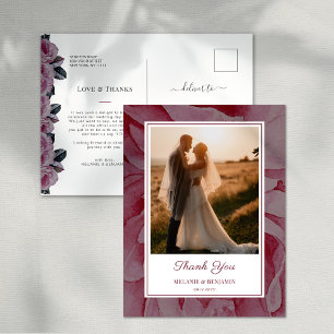 Custom Photo Romantic Floral Thank You Postcard
