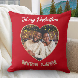 Custom Photo Romantic Heart Red Valentine’s Day Cushion
