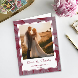 Custom Photo Rose Romantic Flower Thank You Card