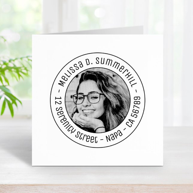 Custom Photo Round Address Rubber Stamp (Creator Uploaded)