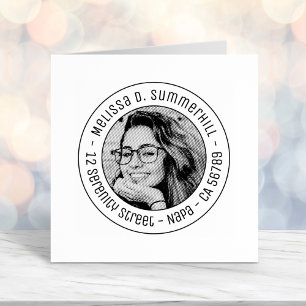 Custom Photo Round Address Self-inking Stamp