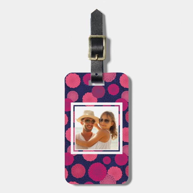 Custom Photo Round flowers pattern Luggage Tag (Front Vertical)