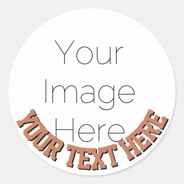 Custom Photo Round – Mocha mousse brown text Classic Round Sticker (Front)