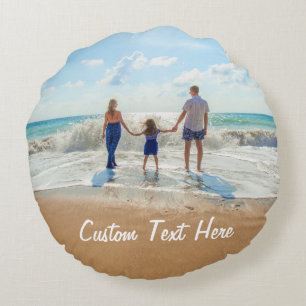 Custom Photo Round Pillow with Text