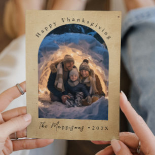 Custom Photo rustic Happy Thanksgiving  Holiday Card