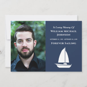 Custom Photo Sailboat Funeral Forever Sailing Boat Thank You Card