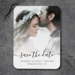 Custom Photo Save the Date Wedding Magnet<br><div class="desc">Custom photo "save the date" wedding magnet with white overlay.</div>