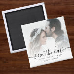 Custom Photo Save the Date Wedding Magnet<br><div class="desc">Custom photo "save the date" wedding magnet with white overlay.</div>