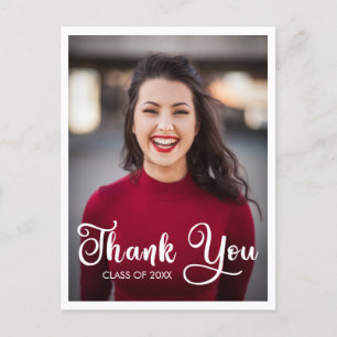Custom Photo Script Graduation Thank You Postcard